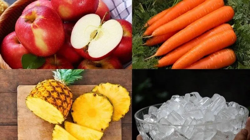 Táo, dứa, cà rốt sẽ kết hợp tạo thành một loại nước ép tuyệt ngon Táo, dứa, cà rốt sẽ kết hợp tạo thành một loại nước ép tuyệt ngon