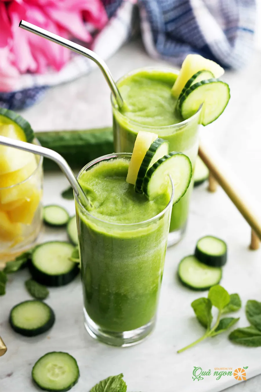 Công Thức Làm Sinh Tố Dứa Dưa Chuột Bạc Hà