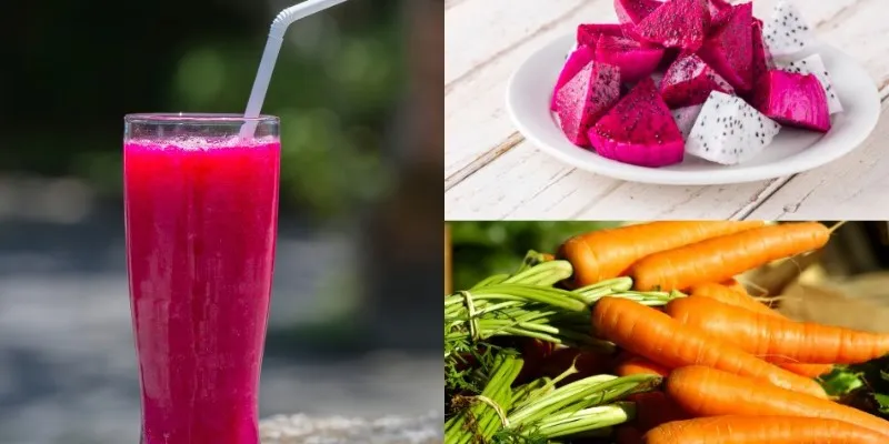 Thanh long được mix cùng cà rốt sẽ cung cấp cho bạn nhiều vitamin