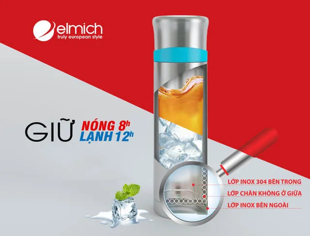 Bình giữ nhiệt Elmich được thiết kế thông minh giúp lưu giữ nhiệt tối ưu