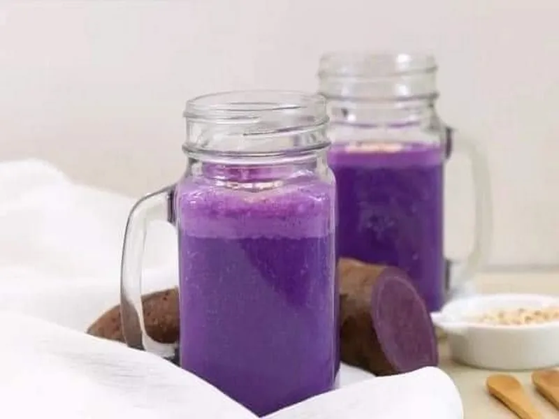 Sữa khoai lang tím hạt sen thanh mát thích hợp uống ngày se lạnh