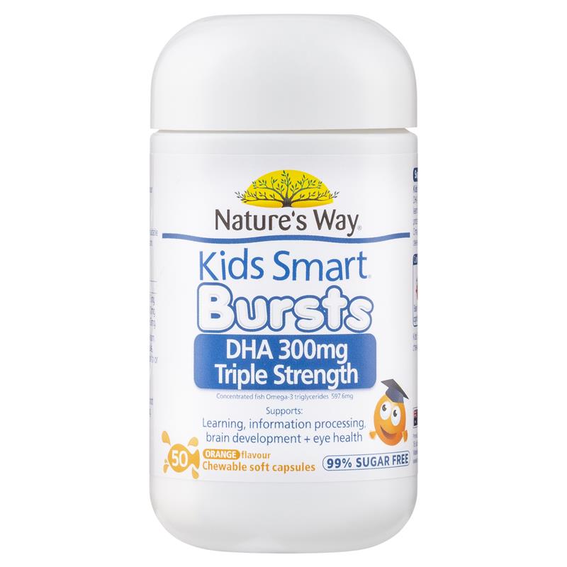 Dầu Cá Liều Cao Nature's Way Kids Smart DHA 300mg Triple Strength 50 Soft Capsules