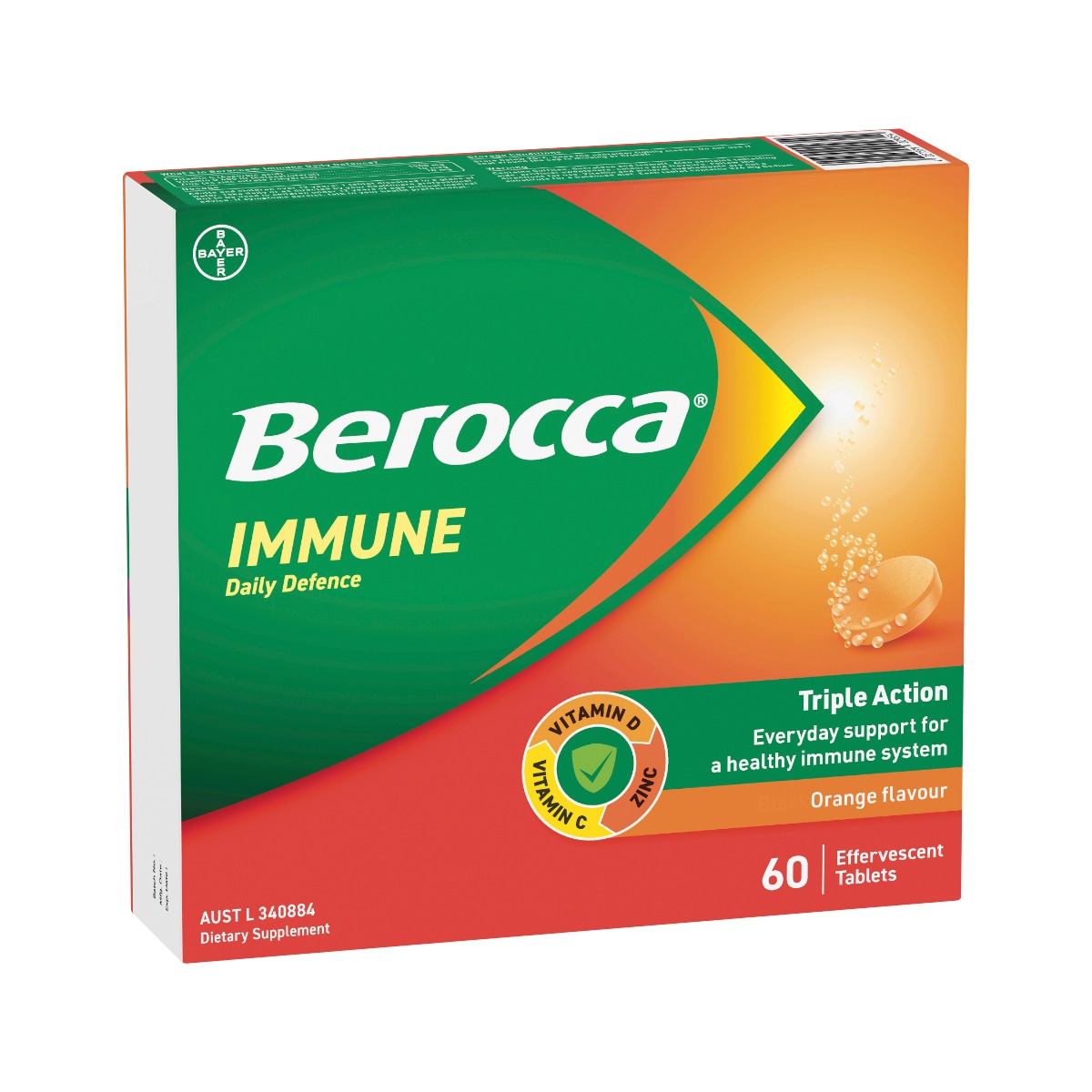 Viên Sủi Hỗ Trợ Hệ Miễn Dịch Berocca Immune Daily Defence (Vị Cam/ Quả Mọng) 60 Viên