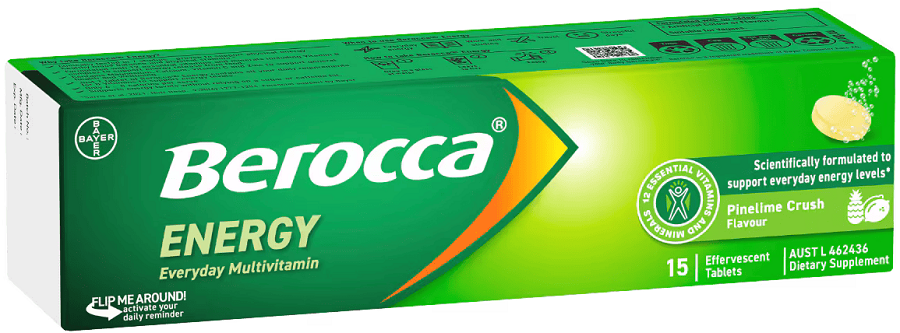 Viên Sủi Tăng Lực Berocca Energy Effervescent (Vị Cam/ Chanh/ Dâu/ Xoài và Cam)15 Viên