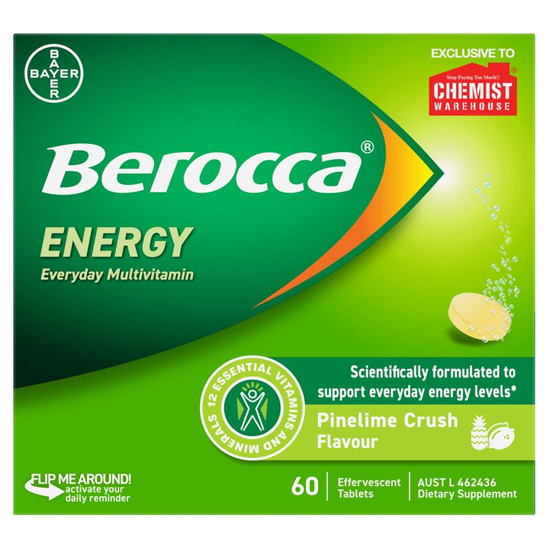 Viên Sủi Tăng Lực Berocca Energy (Vị Cam/ Chanh/ Dâu/ Xoài và Cam) Effervescent 60 Viên