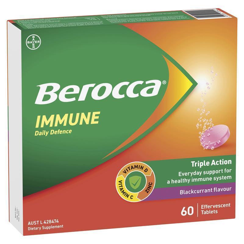 Viên Sủi Hỗ Trợ Hệ Miễn Dịch Berocca Immune Daily Defence (Vị Cam/ Quả Mọng) 15V & 60 V