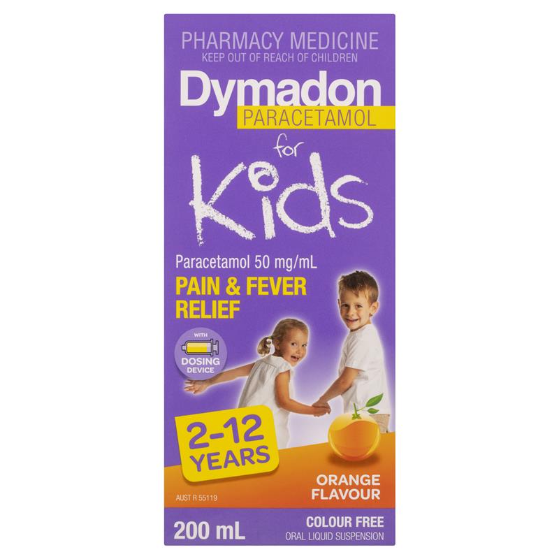 Dymadon (Paracetamol Vị Cam & Dâu) for Kids Strawberry 2 Years - 12 Years 200ml