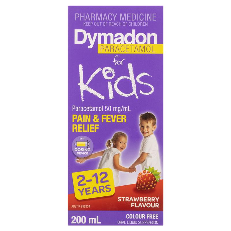 Dymadon (Paracetamol Vị Cam & Dâu) for Kids Strawberry 2 Years - 12 Years 200ml