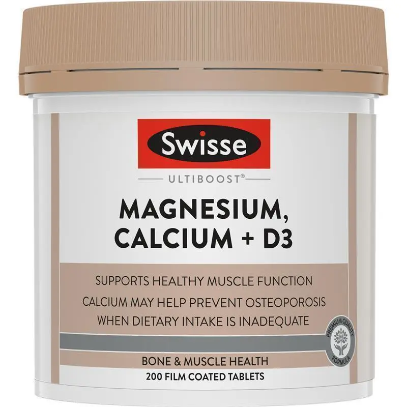 Magiê,Canxi+Vitamin D3 Swisse Swisse Magnesium Calcium + Vitamin D3 - 120 Viên & 200 Viên