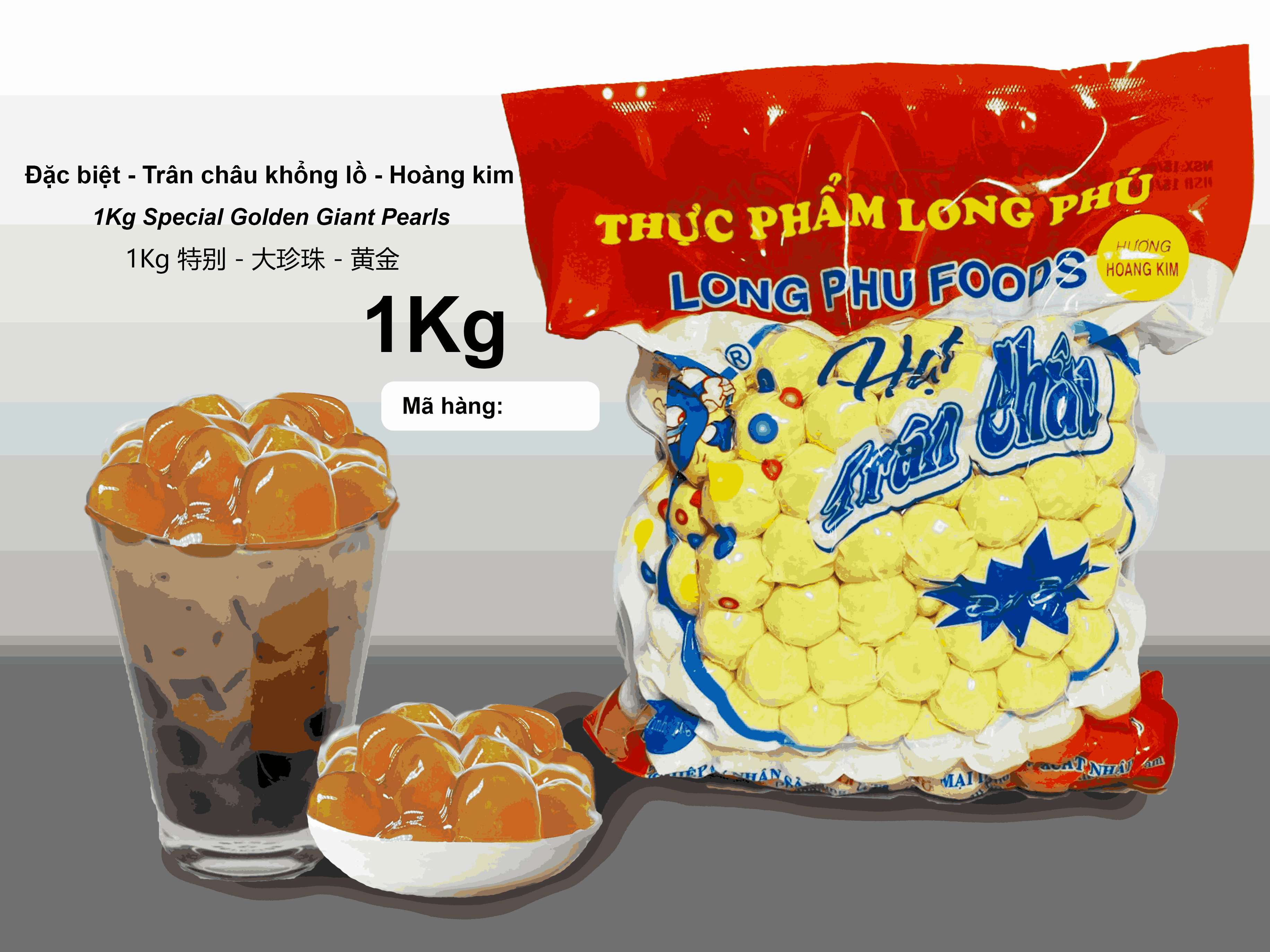 Trân châu Khổng Lồ HOÀNG KIM Đặc Biệt (Milo Dằm) Long Phú gói 1kg - Size 18li - Không có vị ngọt