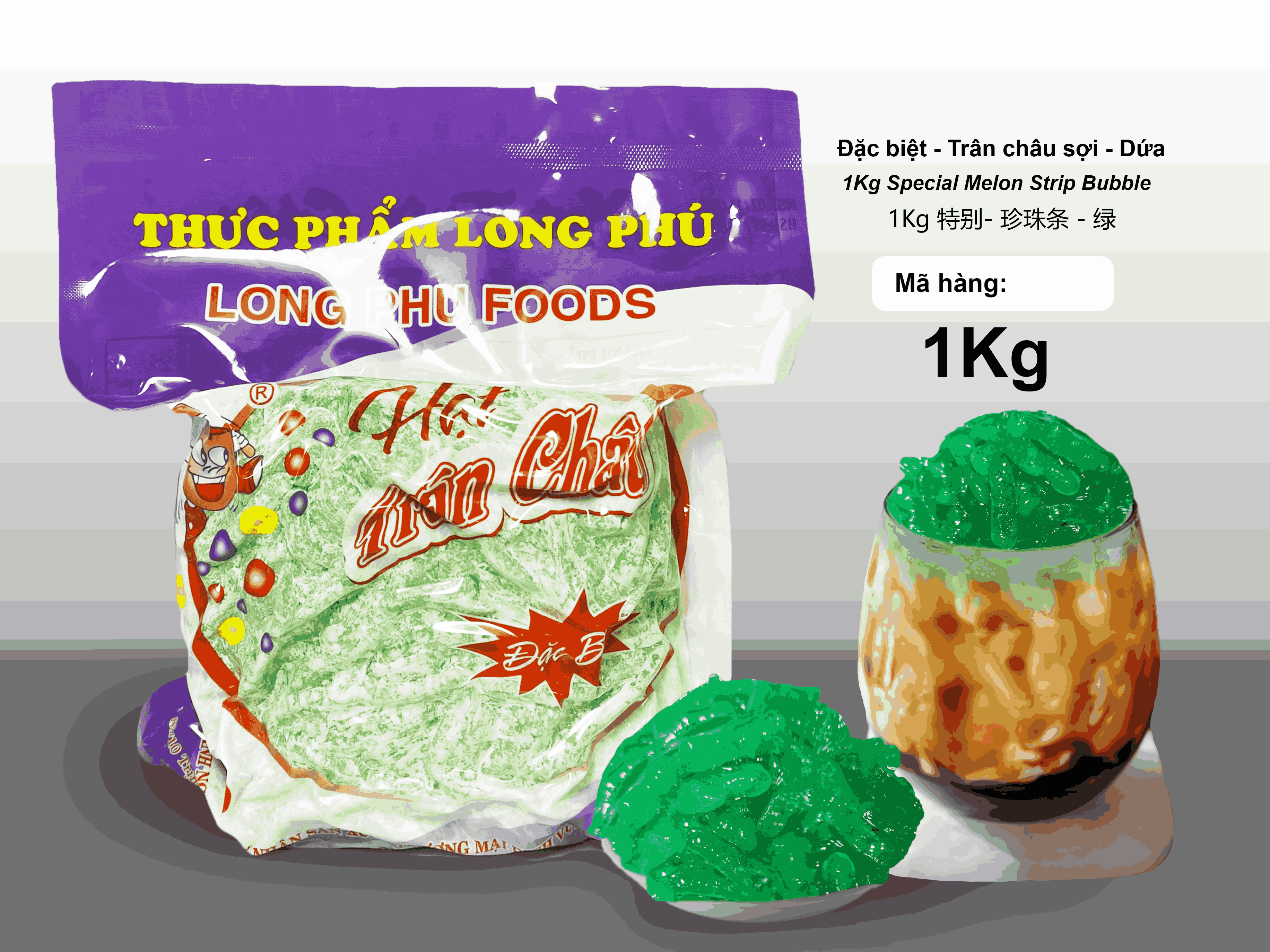 Trân châu Sợi Hương LÁ DỨA Đặc Biệt Long Phú gói 1kg - Size Sợi Trung - Không có vị ngọt
