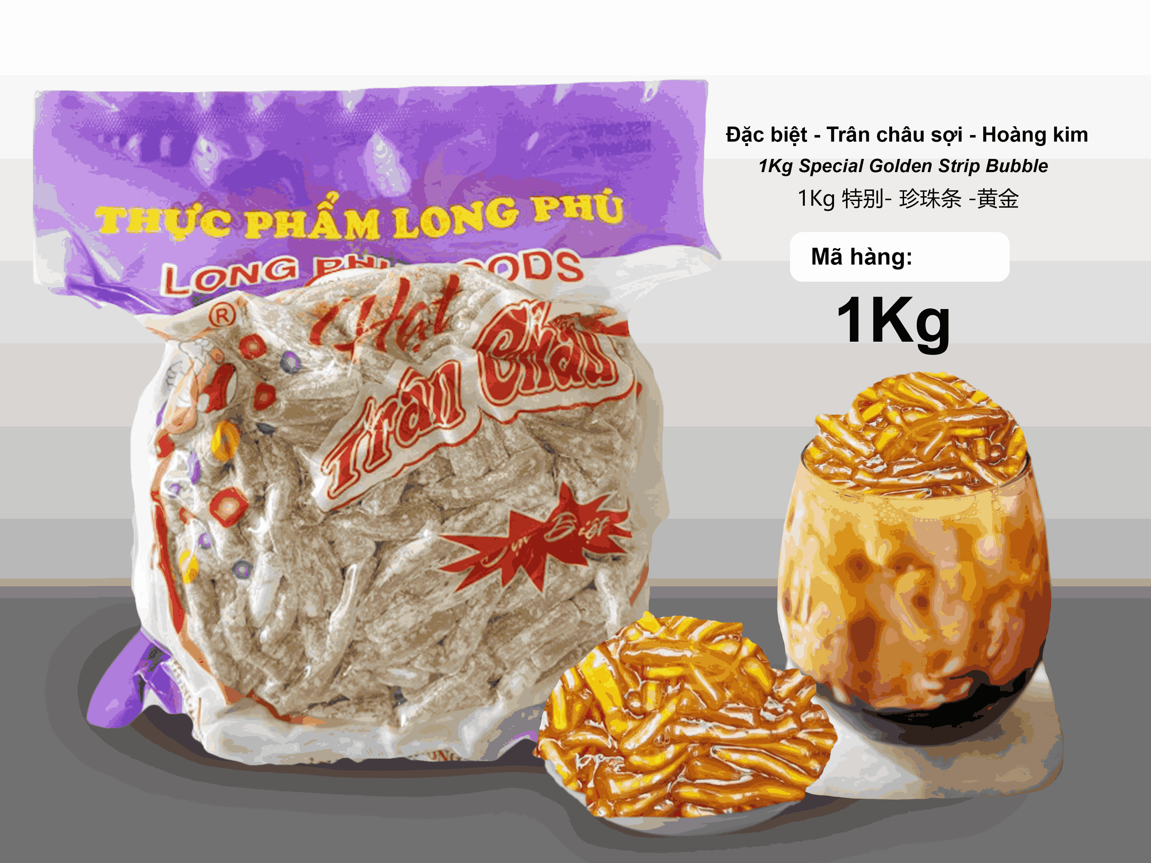 Trân châu Sợi Hương HOÀNG KIM Đặc Biệt Long Phú gói 1kg - Size Sợi Trung - Không có vị ngọt