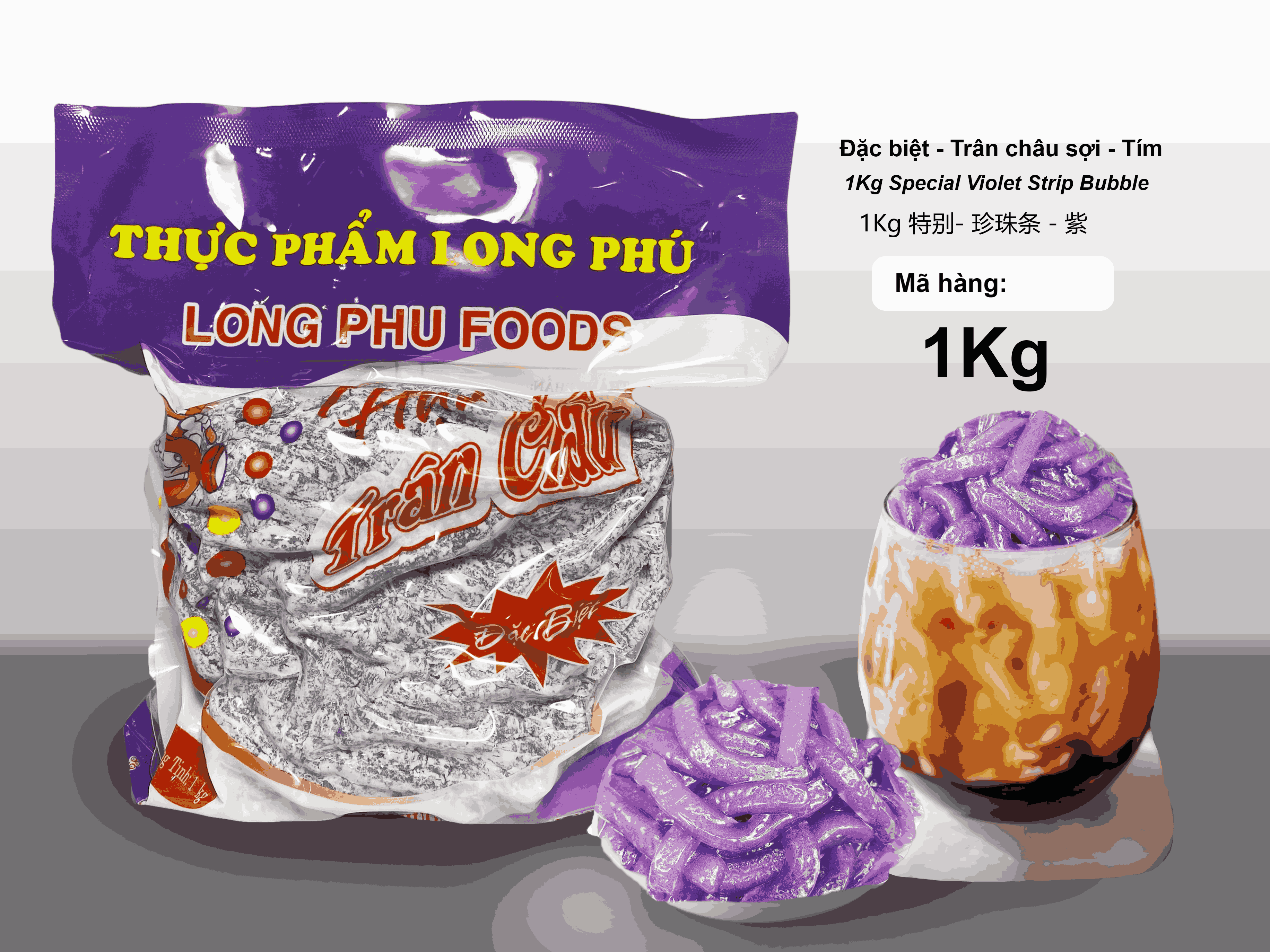 Trân châu Sợi Hương KHOAI MÔN Đặc Biệt Long Phú gói 1kg - Size Sợi Trung - Không có vị ngọt