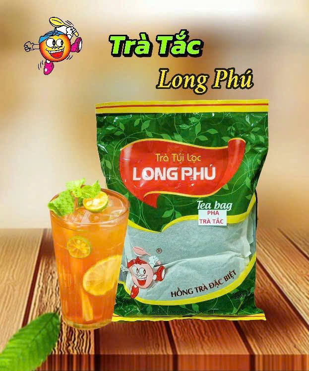 Hồng Trà TẮC ĐẶC BIỆT Túi lọc Long Phú gói 200gr (10gói*20gr) - Thơm hương Tắc, đậm vị trà thiên nhiên