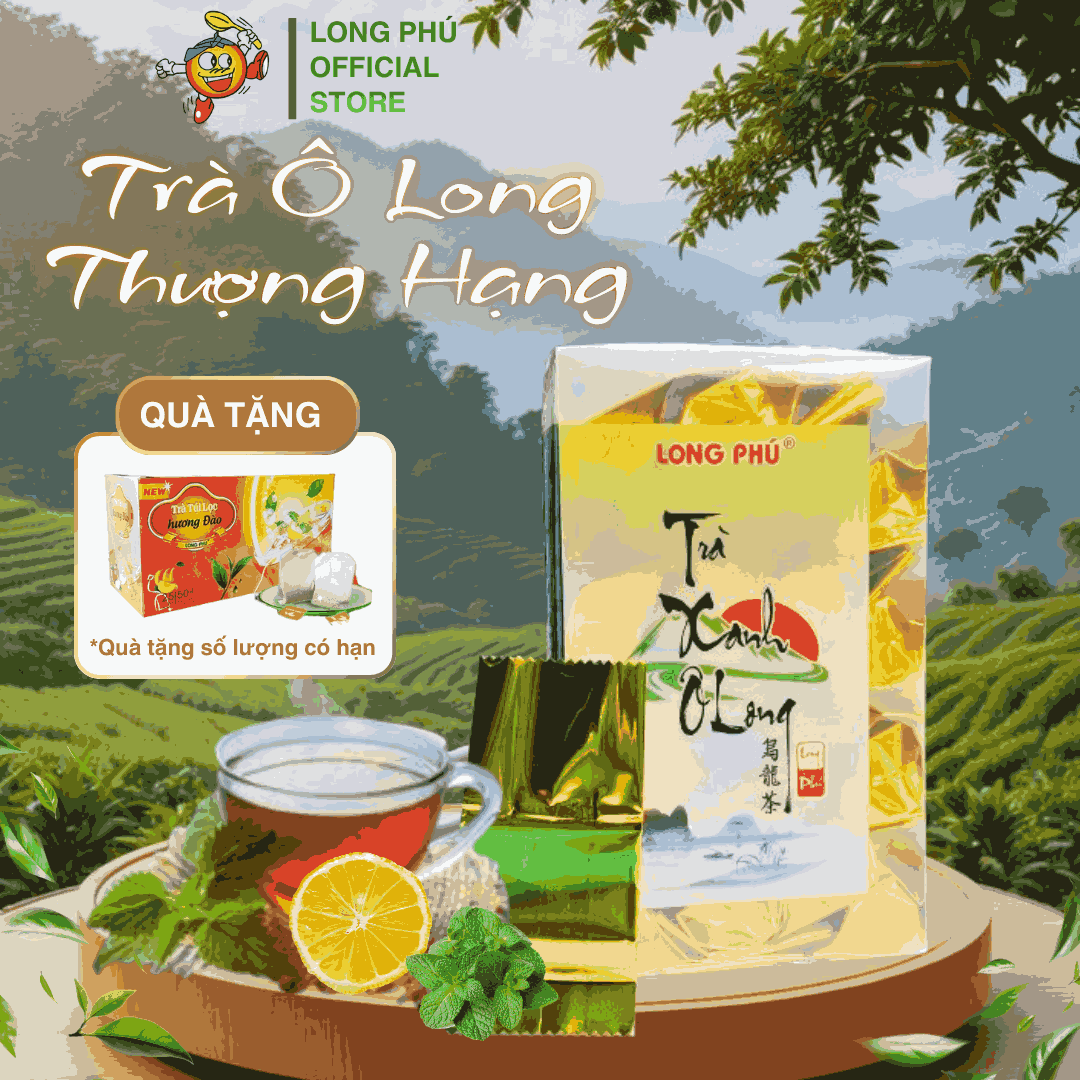 [Trà Xá Cao Cấp] Trà Ô LONG Thượng hạng Long Phú Hộp Vàng 200gr (20 gói*10gr) - Trà Thượng Hạng - Ngát hương Trà Ô Long Đậm vị, tinh tế trong từng giọt trà thơm ngon