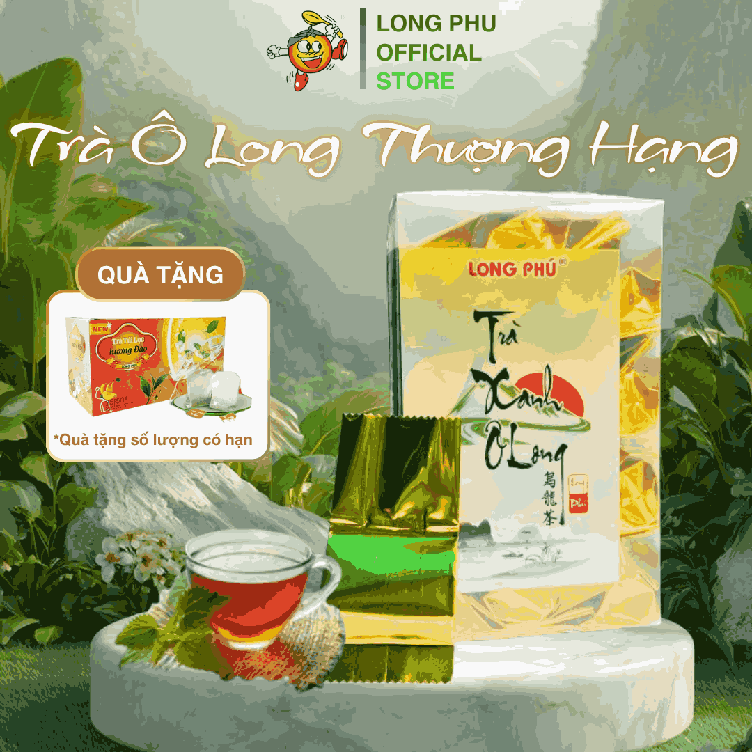 [Trà Xá Cao Cấp] Trà Ô LONG Thượng hạng Long Phú Hộp Vàng 200gr (20 gói*10gr) - Trà Thượng Hạng - Ngát hương Trà Ô Long Đậm vị, tinh tế trong từng giọt trà thơm ngon
