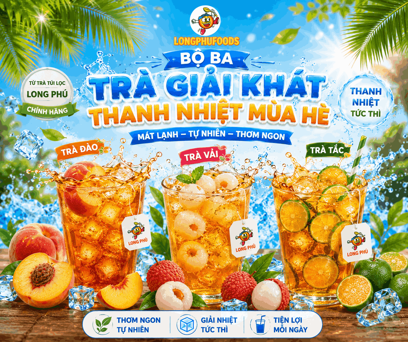 Trà TẮC Túi Lọc MINI 2gr Long Phú – Gói 60gr (30 gói × 2gr, Thơm Hương Tắc Tươi Mát, Vị Chua Thanh, Đậm Vị Trà)