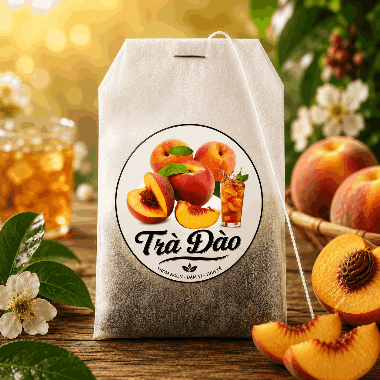 Trà ĐÀO Túi Lọc MINI 2gr Long Phú – Gói 60gr (30 gói × 2gr, Thơm Hương Đào, Đậm Vị Trà)
