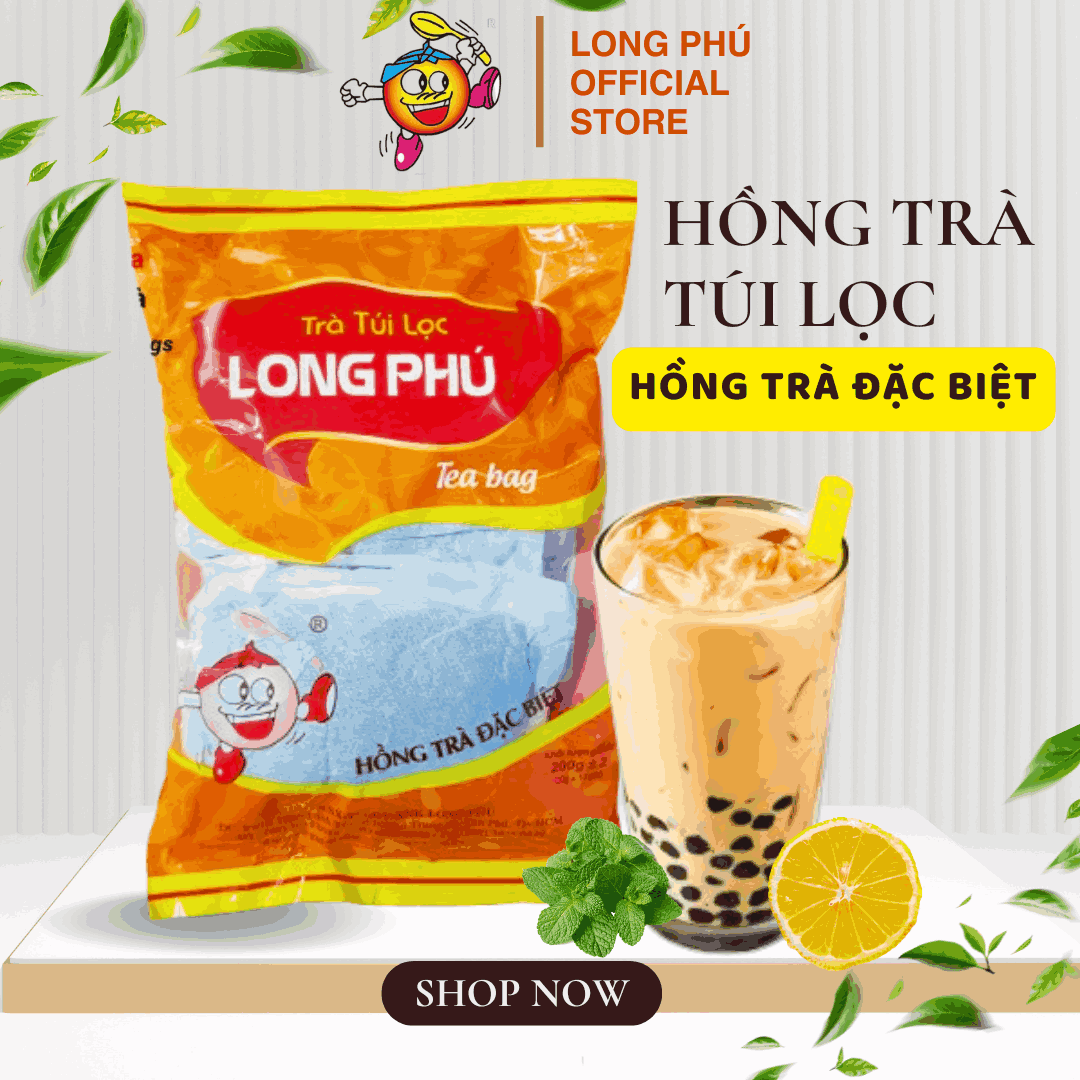 Hồng Trà ĐẶC BIỆT Túi lọc Long Phú gói 200gr (10gói*20gr) - Thơm ngon, đậm vị trà thiên nhiên