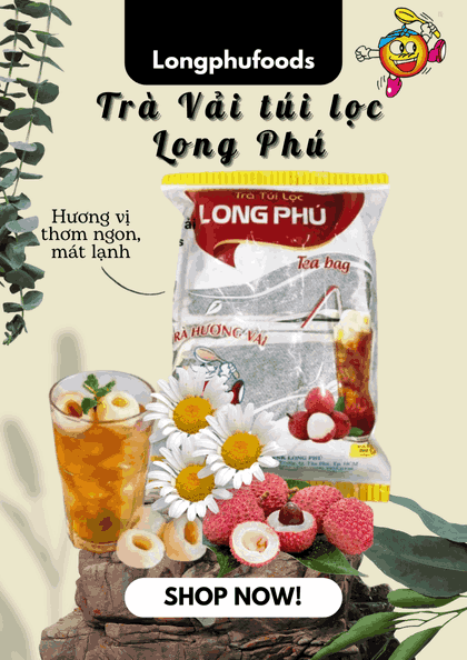 Trà VẢI Túi lọc Long Phú gói 200gr (10gói*20gr) - Thơm hương Vải, đậm vị trà thiên nhiên