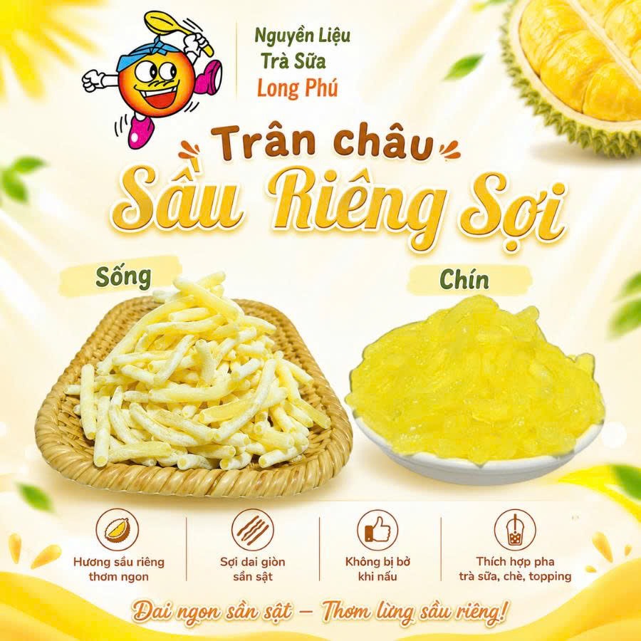 Trân châu Sợi Đặc Biệt Long Phú gói 1kg - Size Sợi Trung - Không có vị ngọt