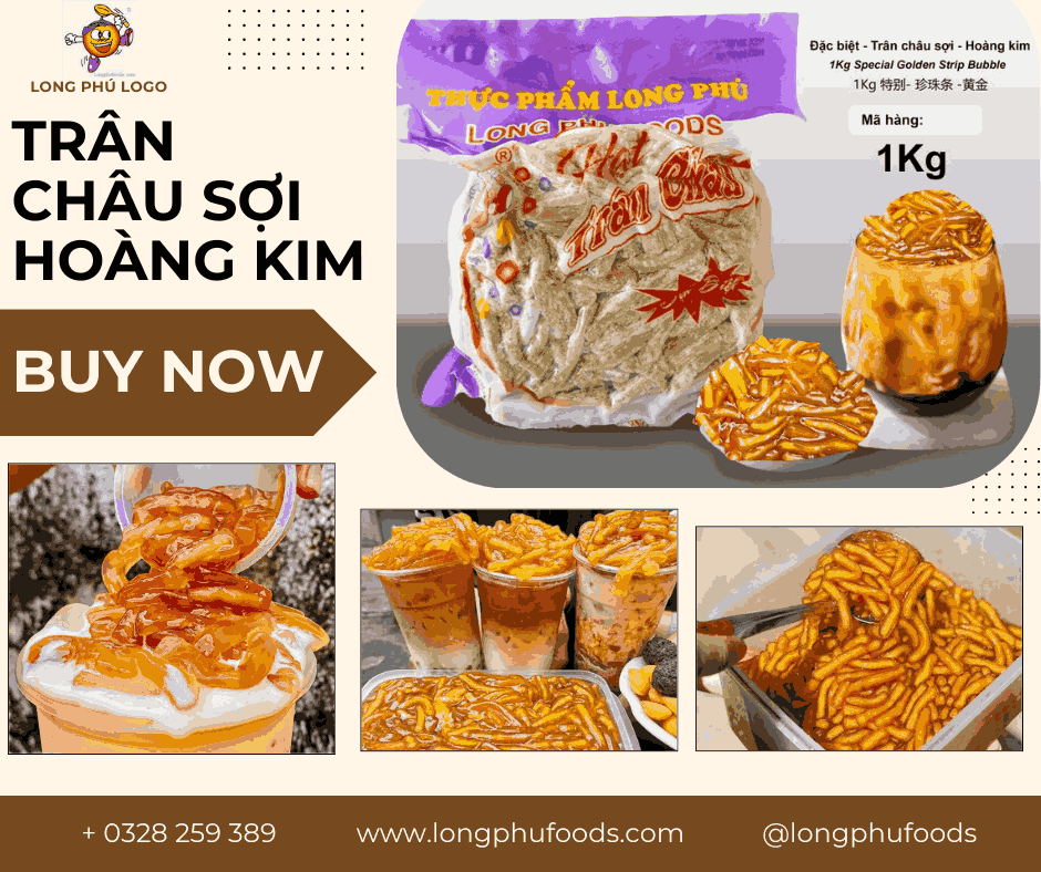 Trân châu Sợi Hương HOÀNG KIM Đặc Biệt Long Phú gói 1kg - Size Sợi Trung - Không có vị ngọt