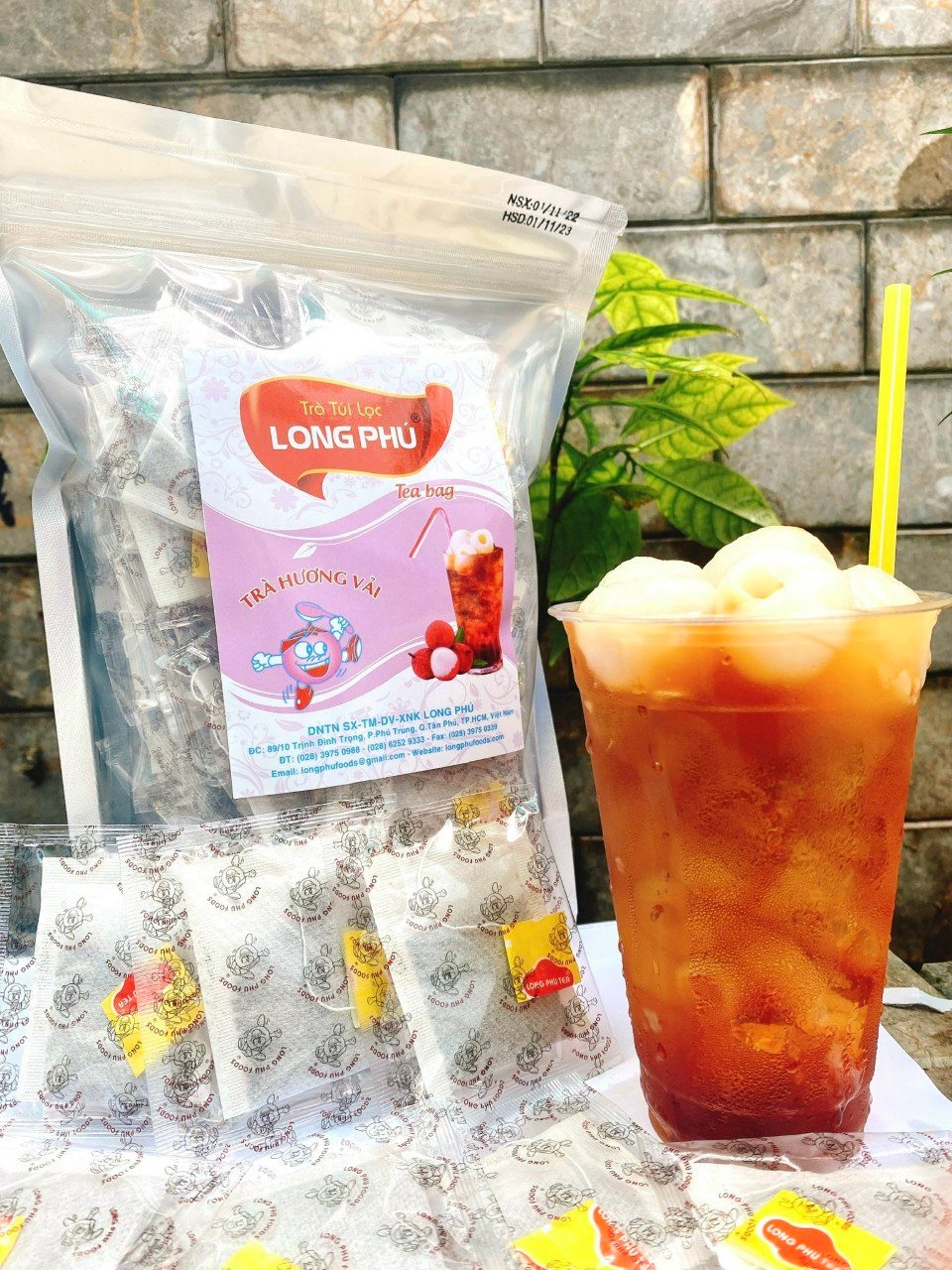 Trà VẢI Túi lọc mini (túi bạc) Long Phú gói 100gr (50gói*2gr) - Thơm hương Vải, đậm vị trà thiên nhiên