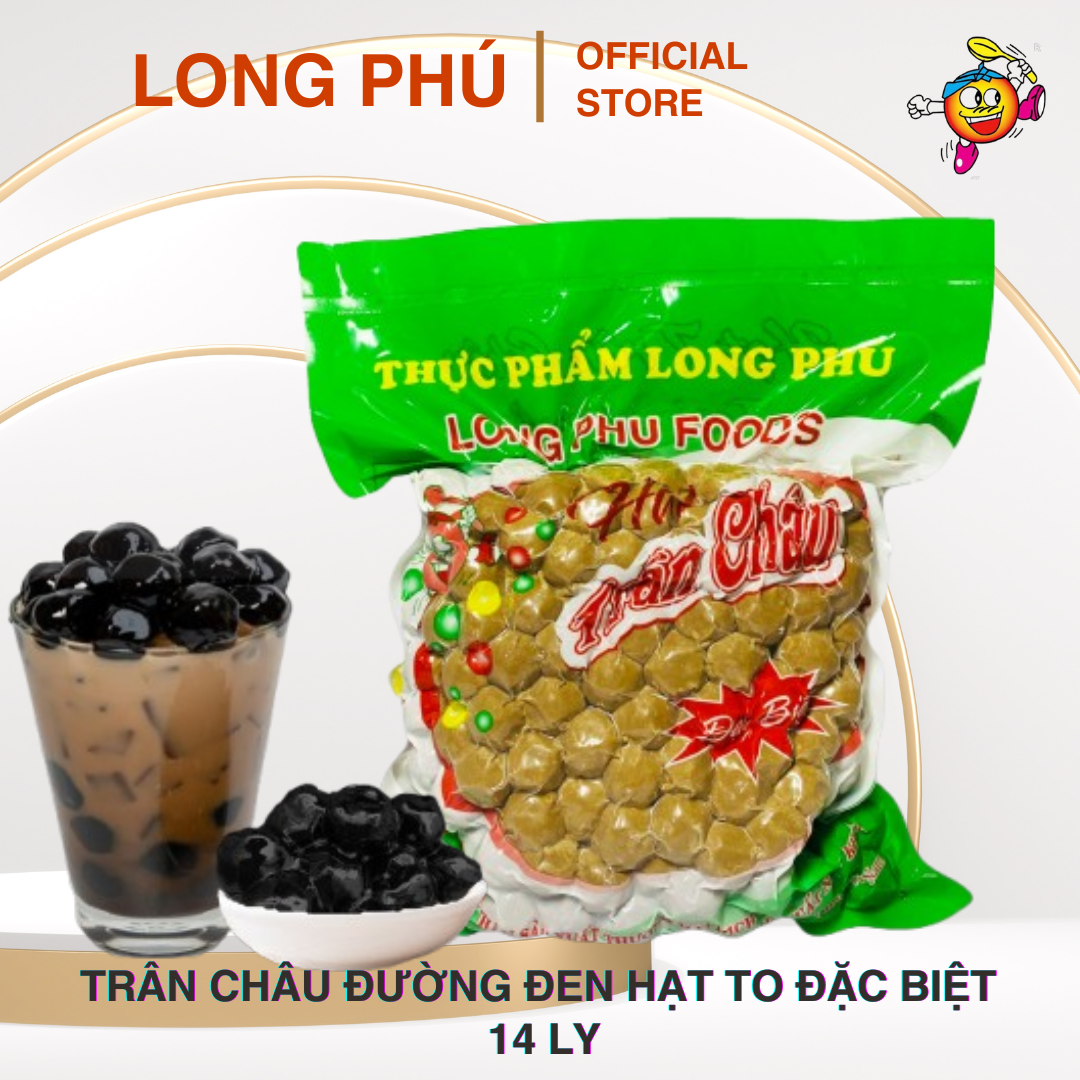 Trân châu Đường Đen Hạt TO 14ly Đặc Biệt Long Phú gói 1kg