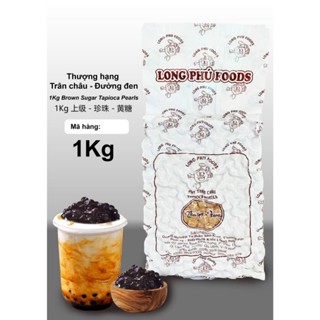 Trân châu Đường đen THƯỢNG HẠNG có vị ngọt Long Phú gói 1kg_Hạt Trung - size 2.2