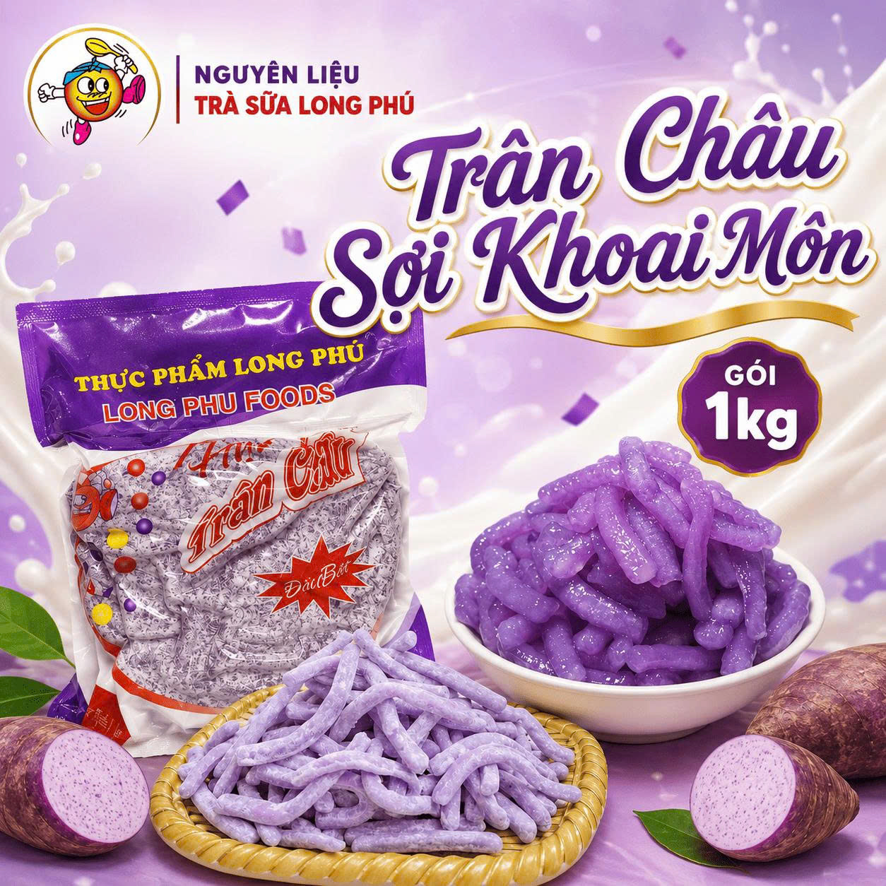 Trân châu Sợi Đặc Biệt Long Phú gói 1kg - Size Sợi Trung - Không có vị ngọt