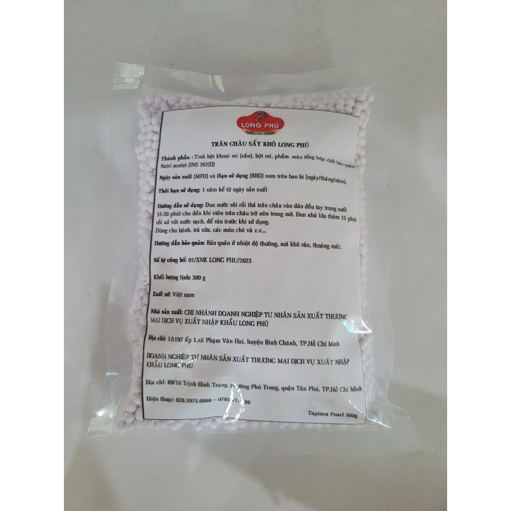 Trân Châu Sấy Khô LONG PHÚ có Màu 300gr