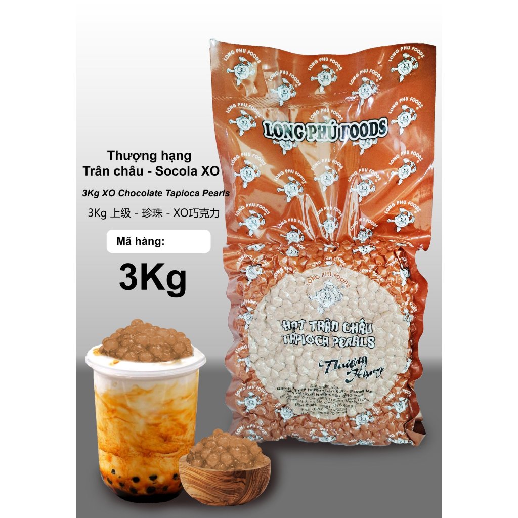 Trân Châu Socola XO Thượng Hạng LONG PHÚ gói 2kg 3kg
