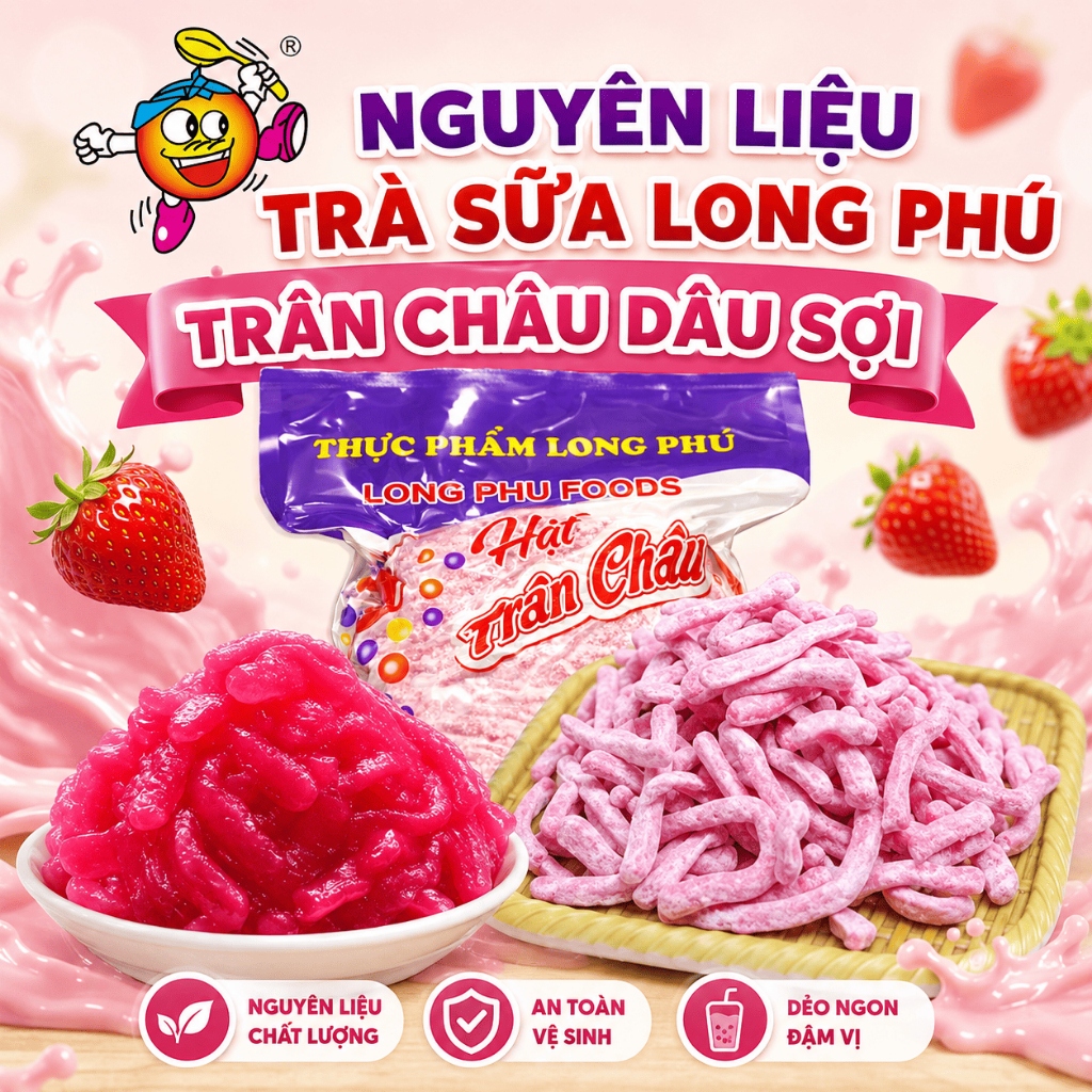 Trân châu Sợi Đặc Biệt Long Phú gói 1kg - Size Sợi Trung - Không có vị ngọt