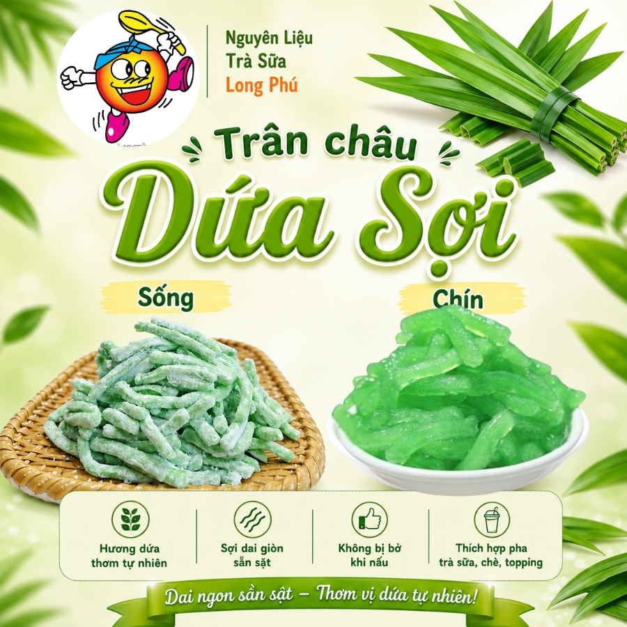 Trân châu Sợi Đặc Biệt Long Phú gói 1kg - Size Sợi Trung - Không có vị ngọt