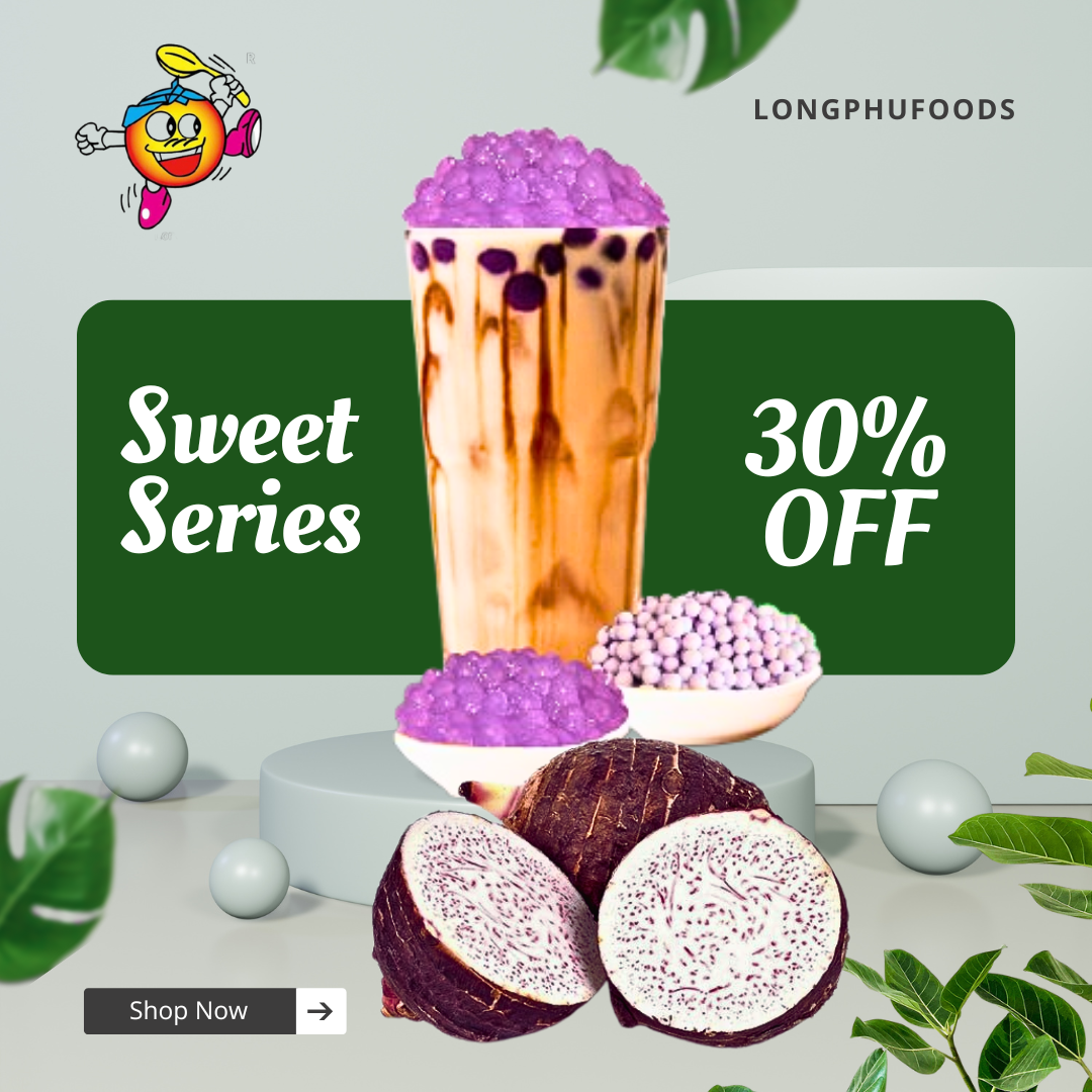 Trân châu Mini KHOAI MÔN Đặc Biệt Long Phú gói 1kg - Size mini (hạt tiêu) 1.2li - Không có vị ngọt