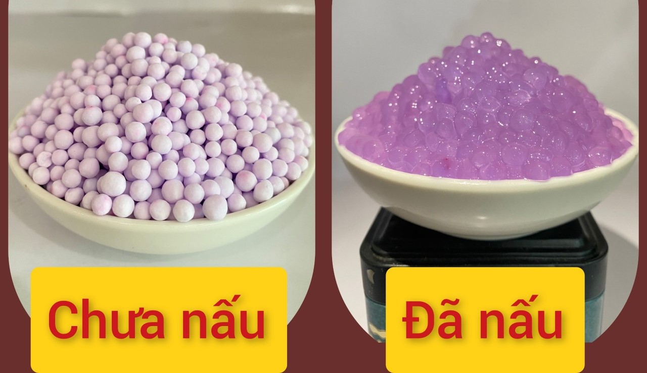 Trân châu SẤY KHÔ Hương KHOAI MÔN Long Phú gói 300gr - Size mini (hạt tiêu) 1.2li - Không có vị ngọt