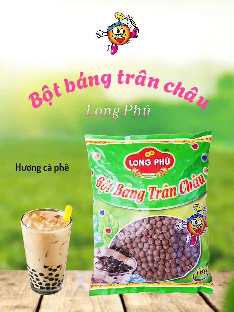 Bột Báng Trân châu Hương CAFE Đặc Biệt Long Phú gói 1kg - Size Trung Truyền thống - Không có vị ngọt