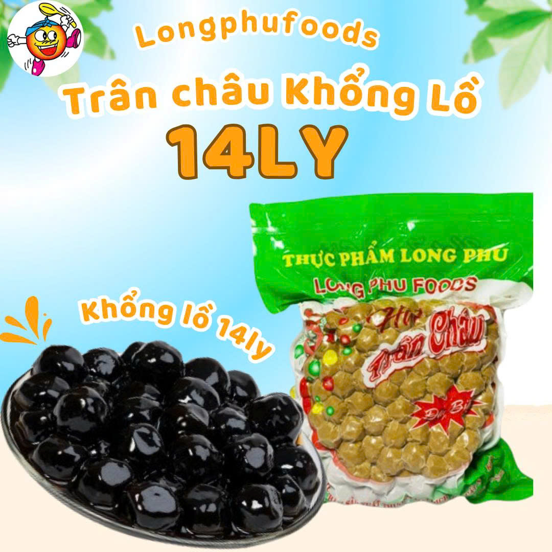 Trân châu Hạt TO ĐƯỜNG ĐEN Đặc Biệt Long Phú gói 1kg - Size 14li - Không có vị ngọt