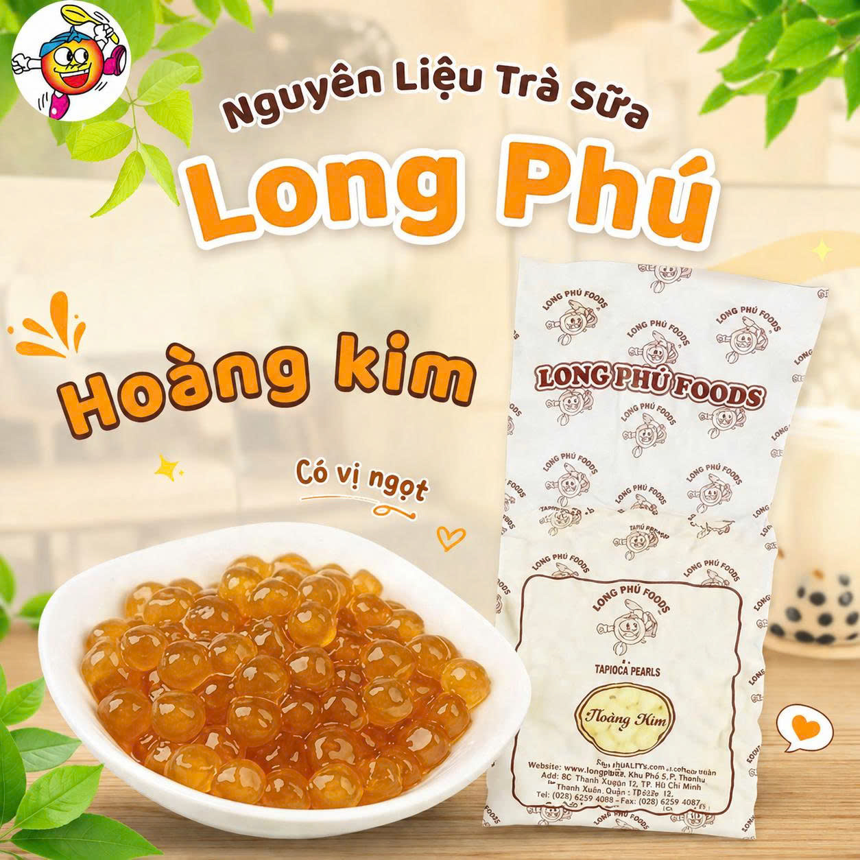 Trân châu HOÀNG KIM Thượng Hạng Long Phú gói 1kg - Size Trung Truyền thống - Có vị ngọt