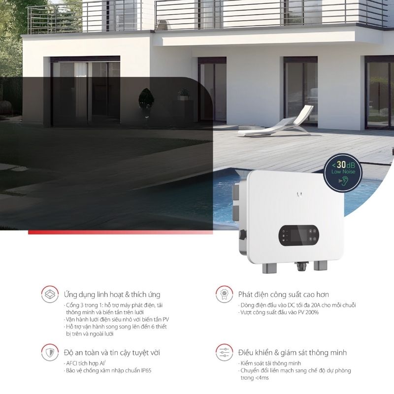 Inverter Hybrid GoodWe 6kW 1 pha thiết kế phù hợp cho các hộ gia đình