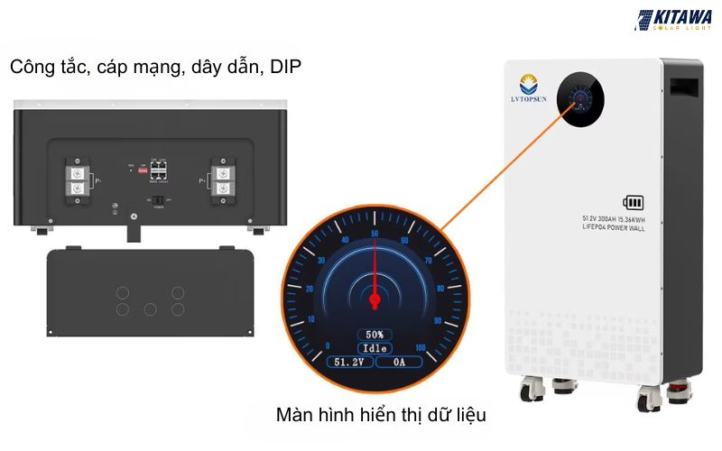 pin lưu trữ lithium lvtopsun 51.2v 200ah