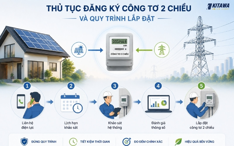 Thủ tục đăng ký công tơ 2 chiều và quy trình lắp đặt