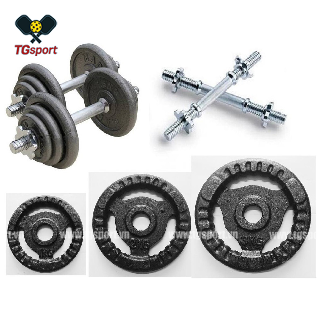 Bộ tạ tay 24kg gắn bánh gang điều chỉnh