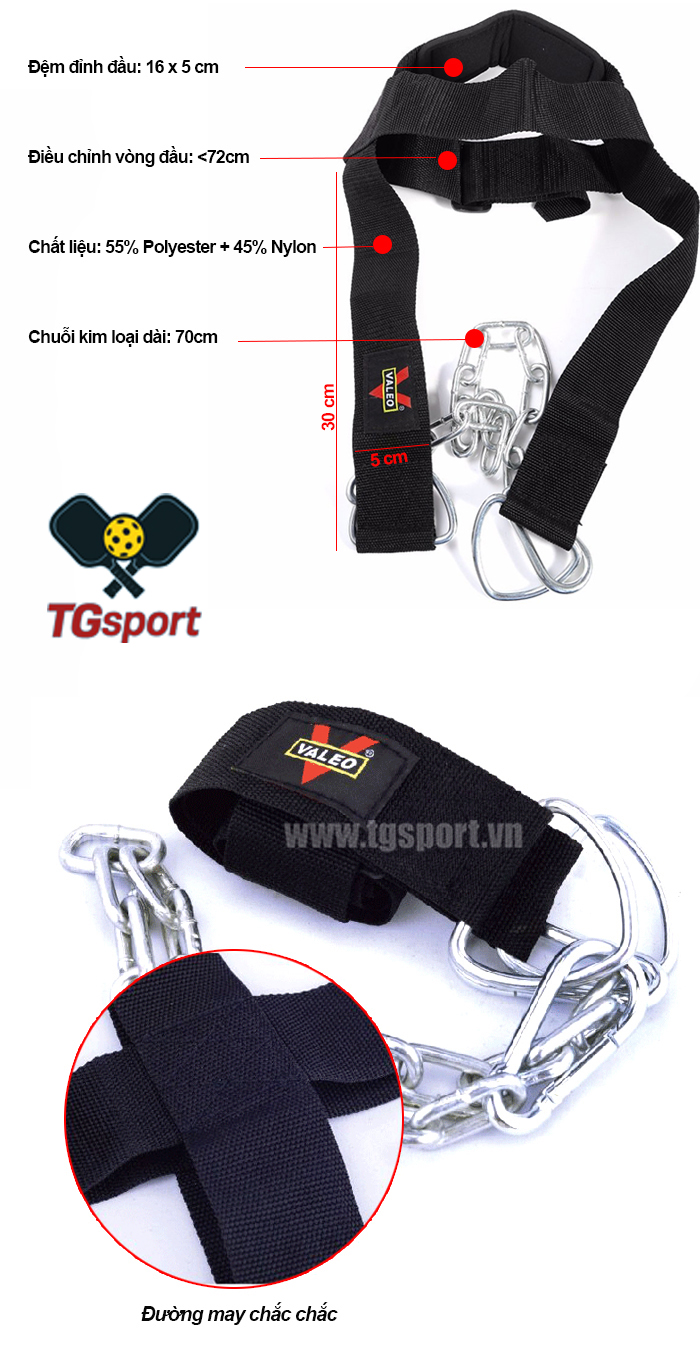 Dây treo tạ tập cơ cổ Valeo