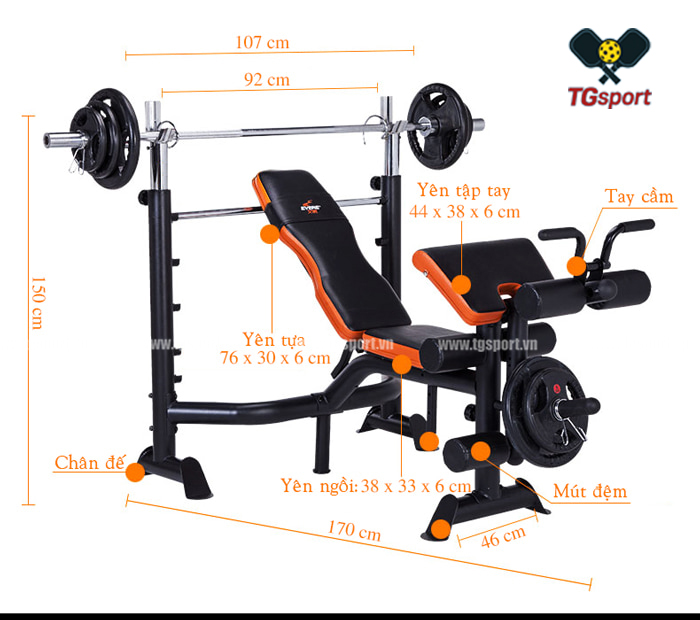 Ghế tập tạ đa năng GM-4380