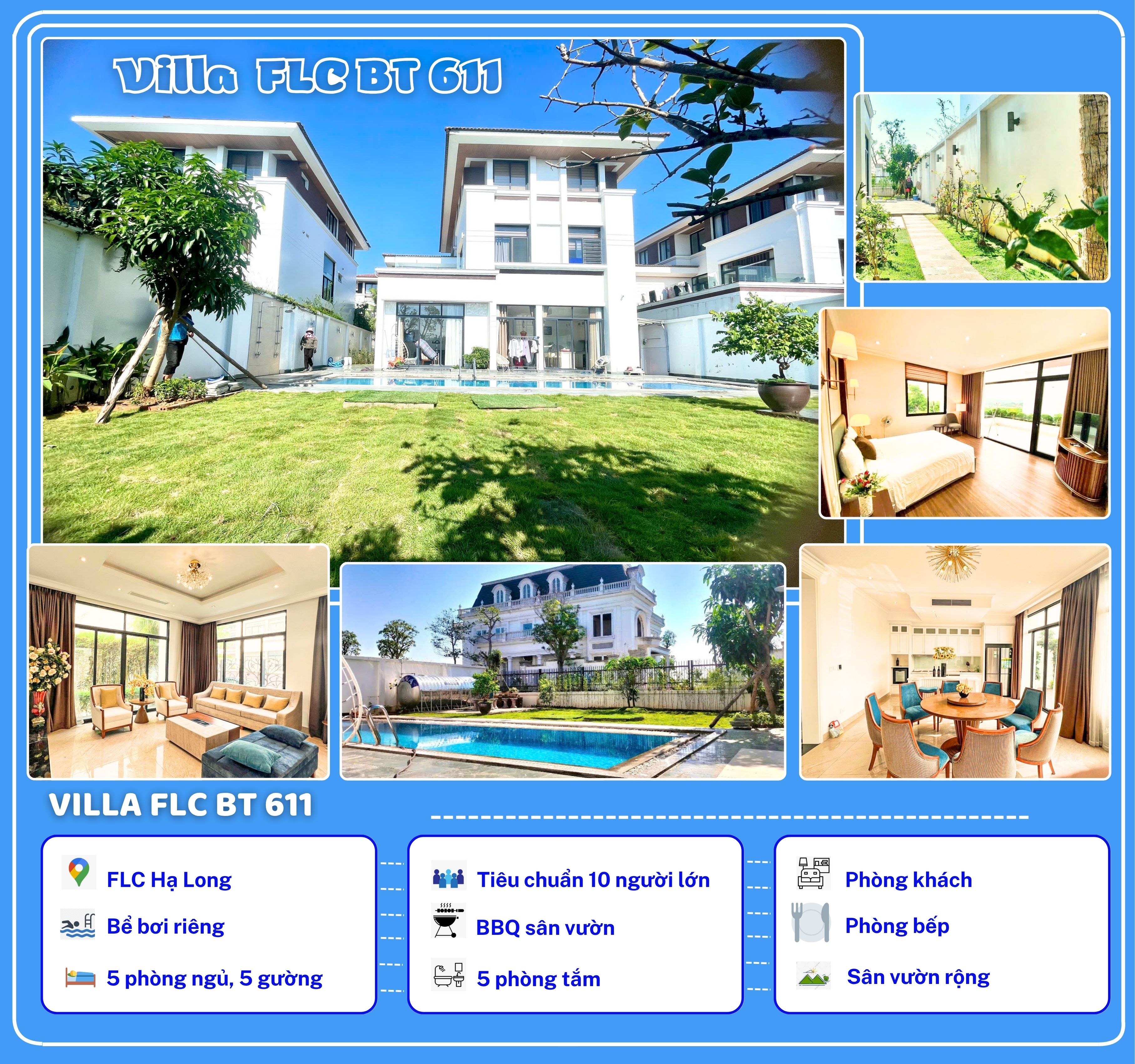 [Ha Long Villa 5Rooms] FLC BT611 빌라 – 프라이빗 수영장, 오션뷰 & 골프장 전망