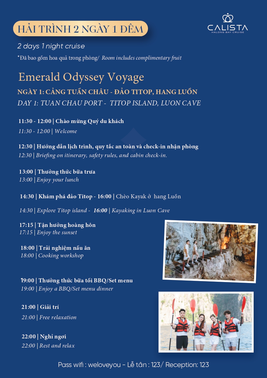 [CALISTA CRUISE 1night] 하롱베이 6성급 칼리스타 크루즈 + 왕복 리무진 포함 #투어형