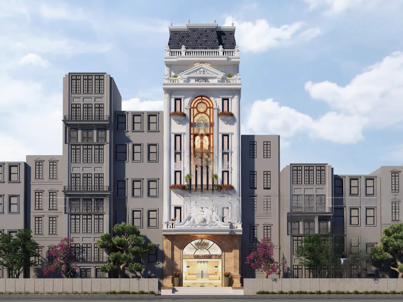 Dự Án Khách sạn hiện đại theo phong cách Indochine Anh Tuấn- Hai Bà Trưng