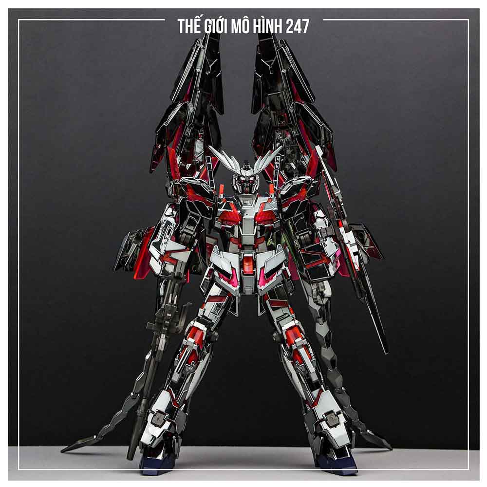 Mô hình Unicorn 03 Phenex Bạc Đỏ (Destroy Mode) 1/144 Mecha (Tặng 2 đế)