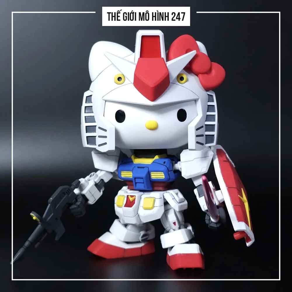 (Màu đỏ) Mô hình lắp ráp RX-78 Hello Kitty siêu cute - Tặng kèm đế + decal